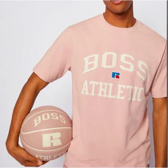 Hugo BOSS T-Shirt Russell Athletic Pink T-Shirt XL - Picture 1 of 4